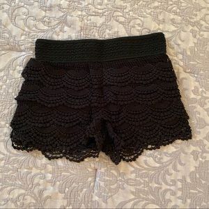 Black Lace Ruffle Shorts
